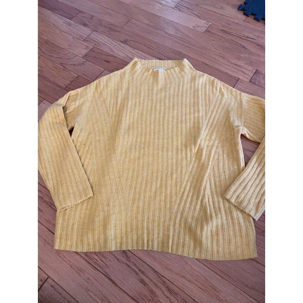 Old Navy Women's Yellow/gold Ribbed knit soft Sweater mock neck Top Size Large